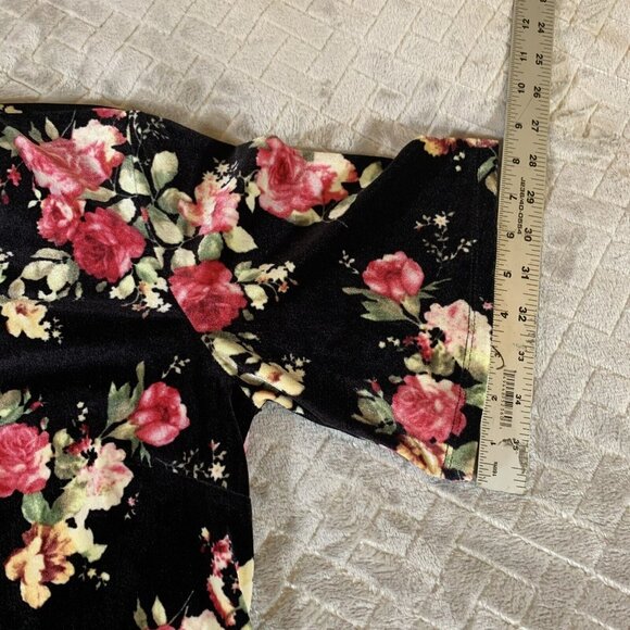 Current Project Womens M Dress Mini Bodycon Velvet Floral Short Sleeve Open Back - Picture 9 of 11